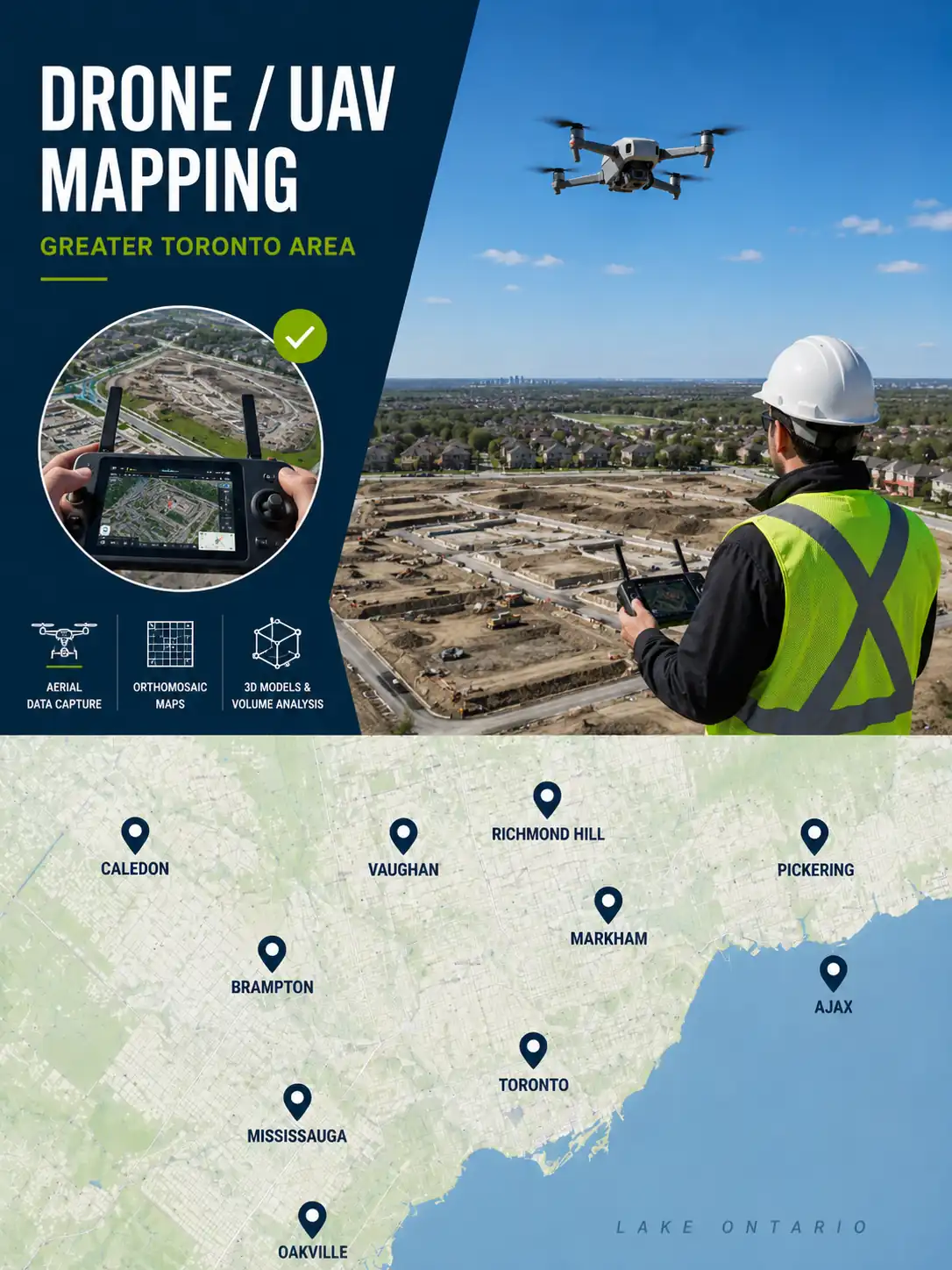 Drone UAV mapping service areas GTA Toronto Ontario licensed OLS