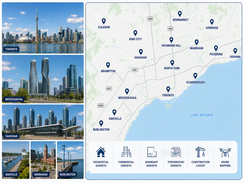 GTA service area map land survey Toronto Ontario municipalities