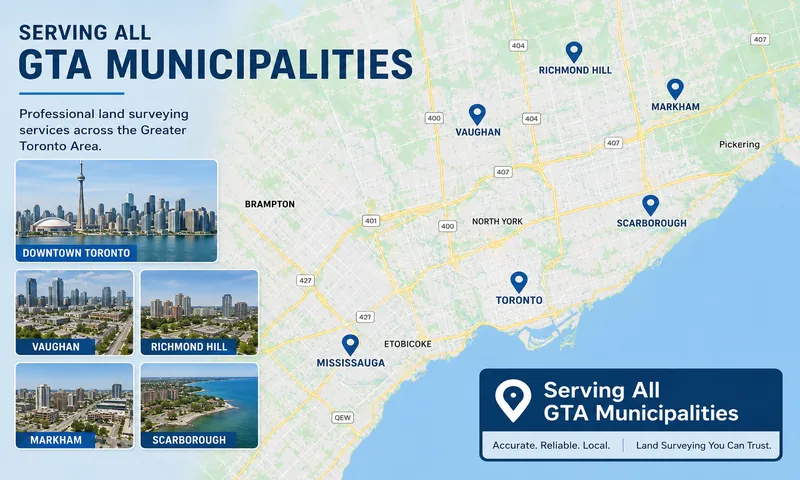 Property survey service areas GTA aerial view Toronto Ontario